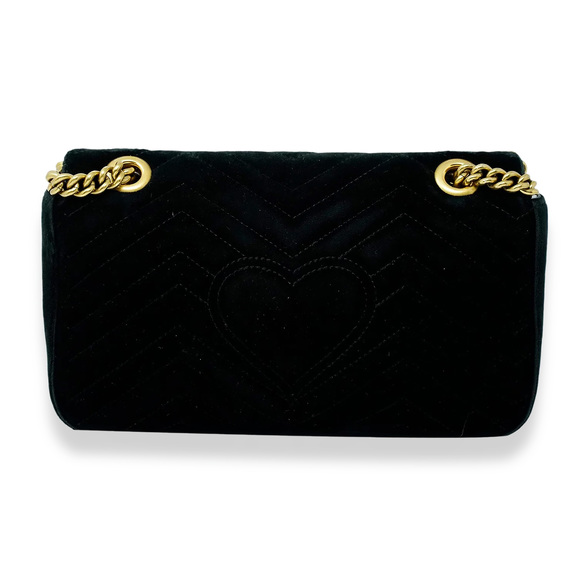 Gucci Black Matelassé Velvet Small Marmont Shoulder Bag - Picture 2 of 7